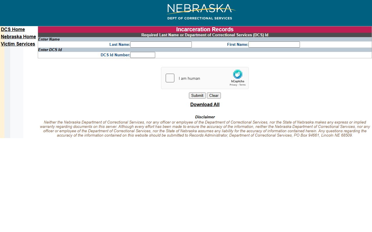 Nebraska NDCS inmate locator for Seward County sentenced custody records